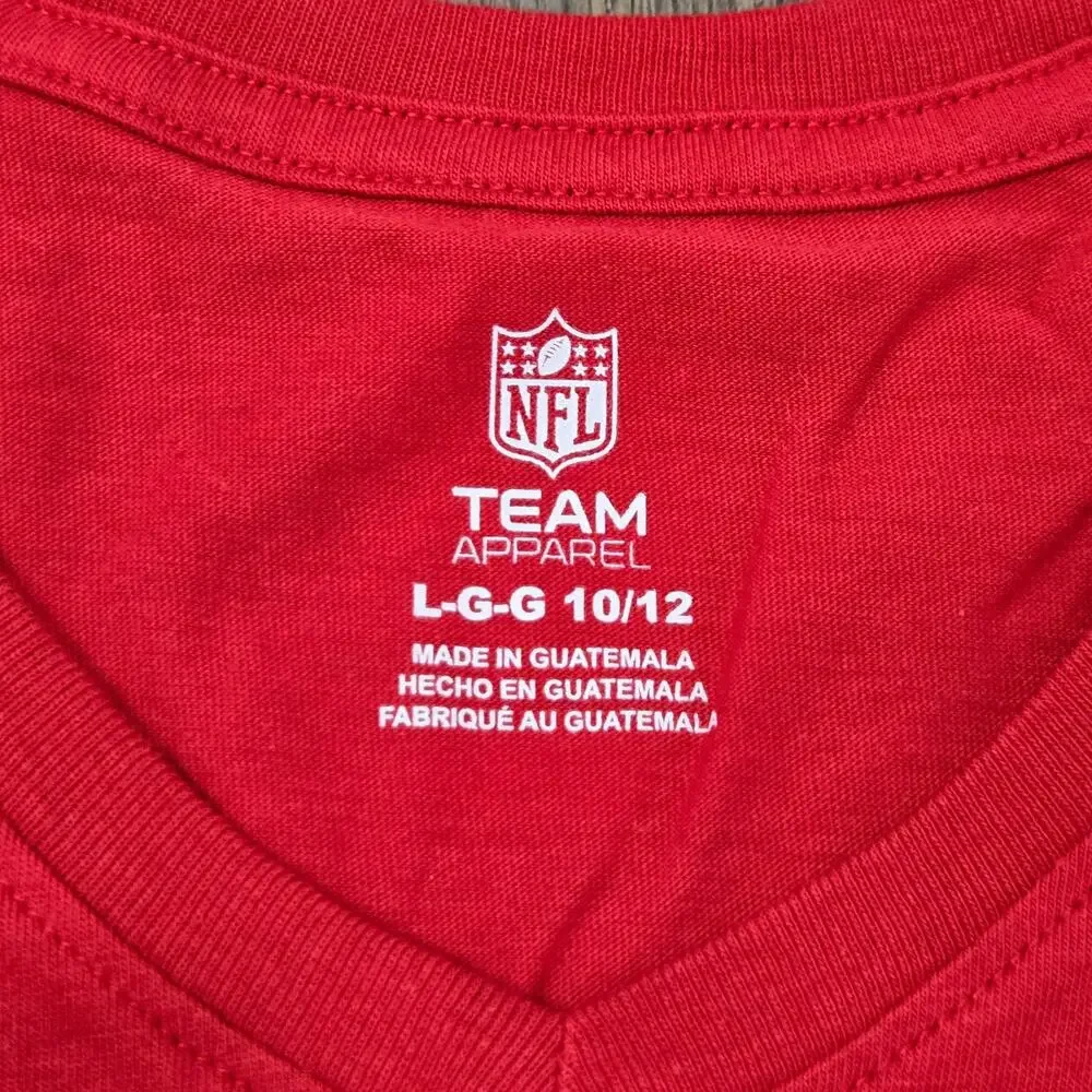 NWOT Girls New York Giants Short Sleeve T-Shirt‎ NFL Red Sparkle L 10-12